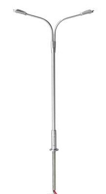 Atlas N 70000154 Streetlight Double Arm Silver Mast Cool White LED 3-Pack