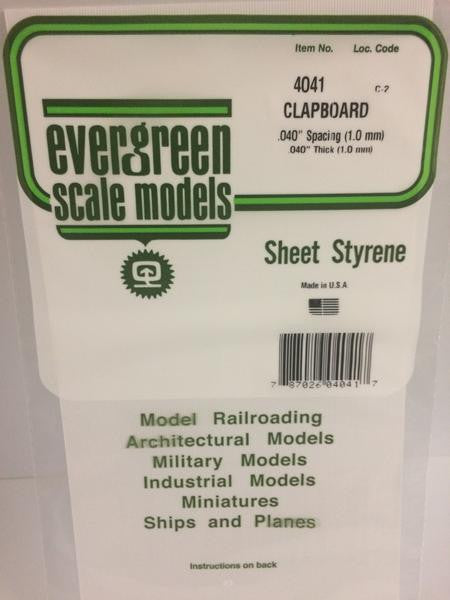 Evergreen Scale Models 4041 - .040" Thick .040" Spacing Opaque White Polystyrene Clapboard Siding - 1 Piece