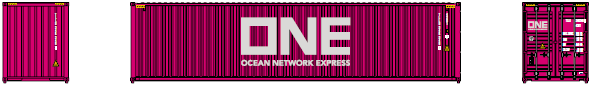 Jacksonville Terminal Company N 405173 40' High Cube Corrugated Side Containers OCEAN NETWORK EXPRESS - ONE magenta ONEU - 2 pack