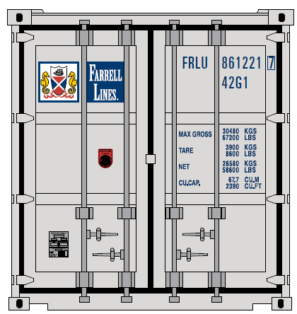 Jacksonville Terminal Company N 405347 40' Standard Height 8'6 corrugated side steel container FARRELL LINES FRLU 2-Pack