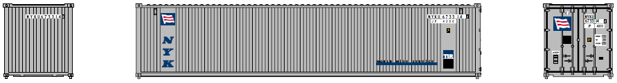 Jacksonville Terminal Company N 405606 40' Standard Height 8'6 3 Rib X Panel Containers NYK 2-Pack