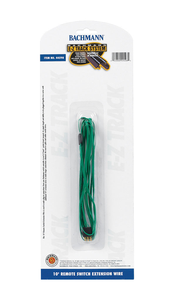 Bachmann HO 44598 E-Z Track Remote Switch Extension Wire Green - 10'