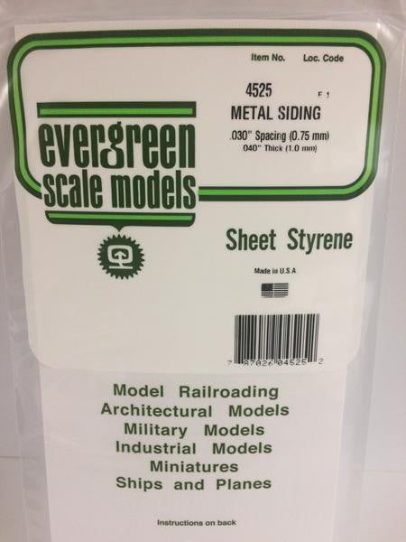Evergreen Scale Models 4525 - .040" Thick .030" Spacing Opaque White Polystyrene Corrugated Siding - 1 Piece
