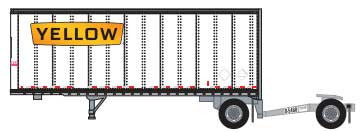 Trainworx N 42885-08 28' Pup Van Trailer with Converter Dolly Yellow #8 Wide Lettering Logo