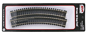 Atlas HO 831 Code 100 Snap Track Nickel-Silver Rail Black Ties 15" Radius Curve - 6-Pack