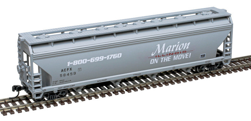 Atlas Trainman N 50007112 ACF 5250 4-Bay Centerflow Covered Hopper Marion, IL ACFX #58401