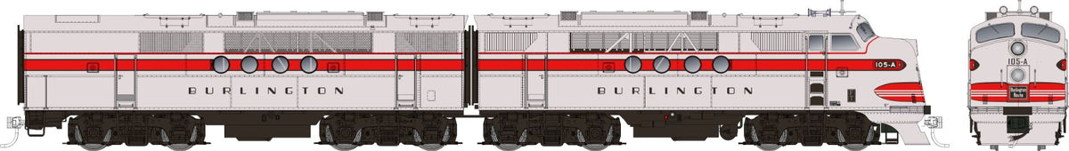 Rapido Trains Inc HO 53013 DCC Ready EMD FT A+B Locomotive Set Burlington CB&Q #108-A + 108-B