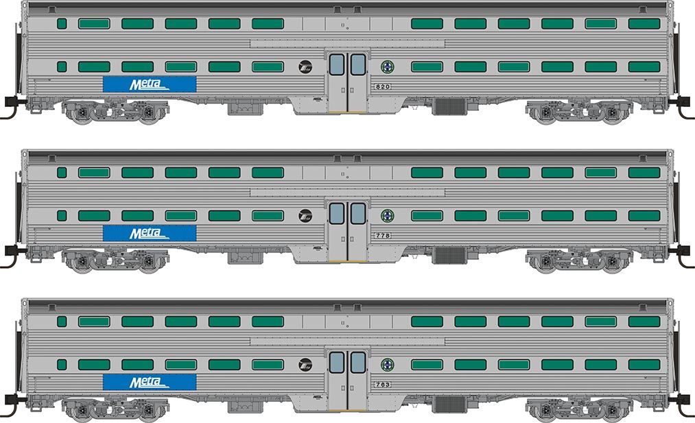 Rapido Trains Inc N 545008 Budd Gallery Commuter Coaches Metra BNSF Set #3