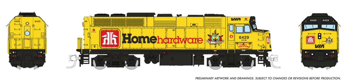 Rapido Trains Inc N 580519 DCC/ESU LokSound V5 Equipped F40PH-2D Locomotive VIA Rail 'Home Hardware Scheme' VIA #6429