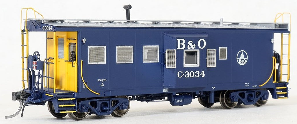 Tangent Scale Models HO 60021-02 International Car Company B&O Class I-18 Steel Bay Window Caboose Baltimore & Ohio 'Original Blue 1965 w/ Screens' B&O #C-3005