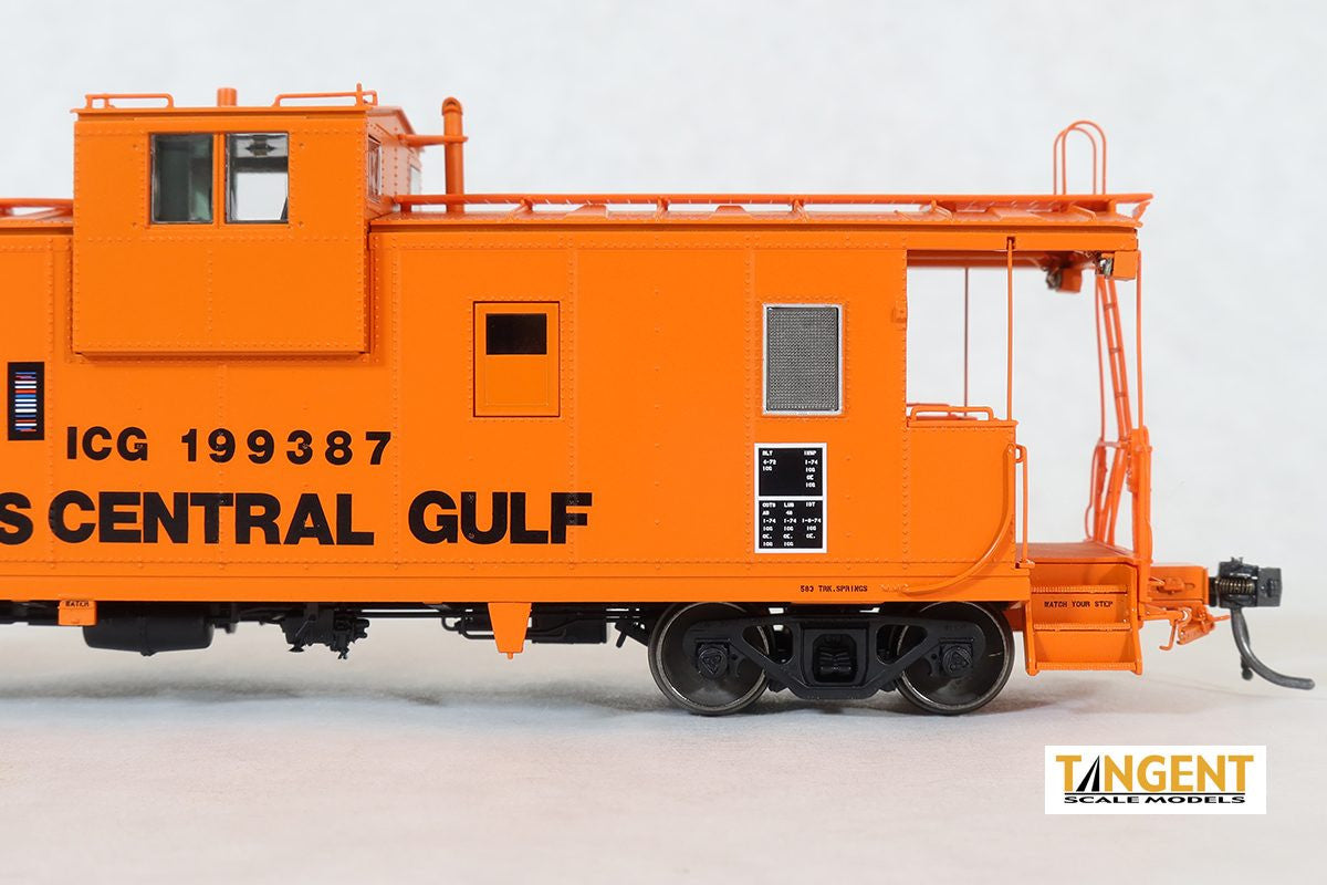 Tangent Scale Models HO 60211-03 IC Centralia Shops Steel Wide-Vision Caboose Illinois Central Gulf 'Orange I-Ball Repaint 1974+' ICG #199414