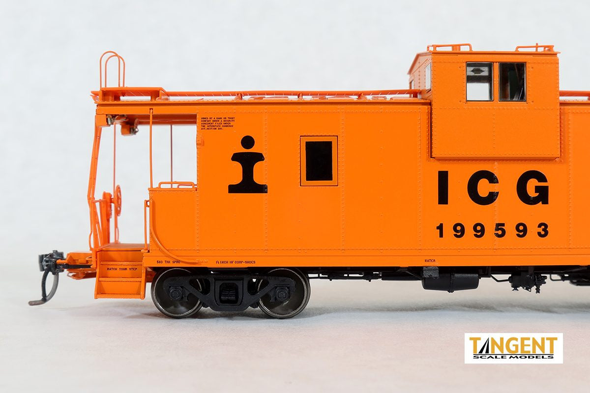 Tangent Scale Models HO 60212-04 IC Centralia Shops Steel Wide-Vision Caboose Illinois Central Gulf 'Simplified Orange Repaint w/ Logo 1978+' ICG #199593
