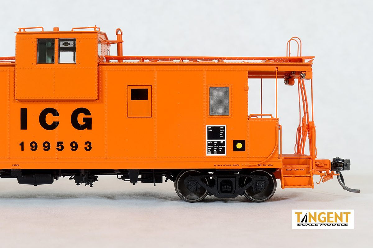 Tangent Scale Models HO 60212-02 IC Centralia Shops Steel Wide-Vision Caboose Illinois Central Gulf 'Simplified Orange Repaint w/ Logo 1978+' ICG #199480