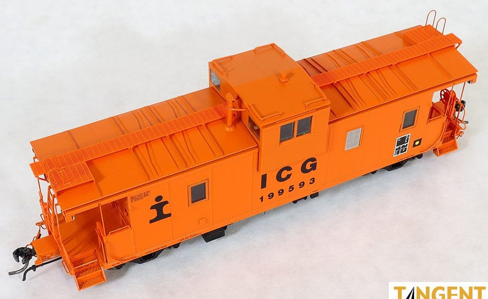 Tangent Scale Models HO 60212-04 IC Centralia Shops Steel Wide-Vision Caboose Illinois Central Gulf 'Simplified Orange Repaint w/ Logo 1978+' ICG #199593