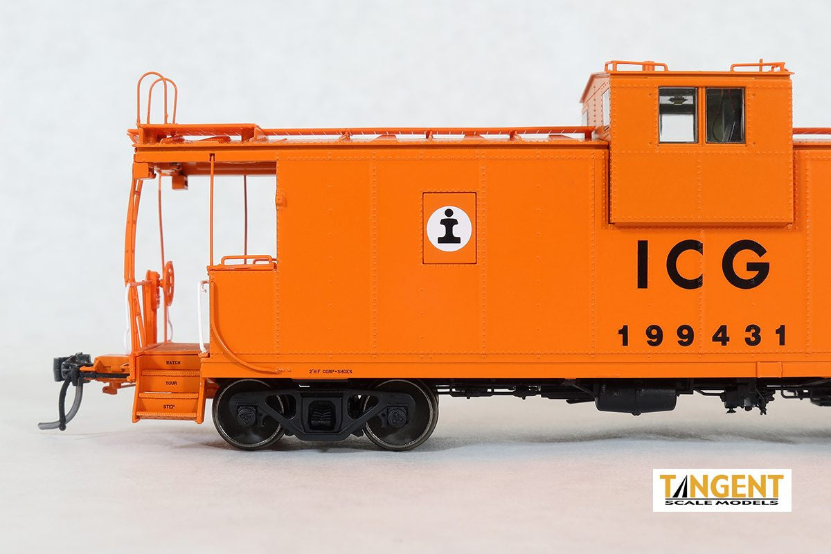 Tangent Scale Models HO 60213-01 IC Centralia Shops Steel Wide-Vision Caboose Illinois Central Gulf 'Simplified Orange Repaint 1987+' ICG #199431