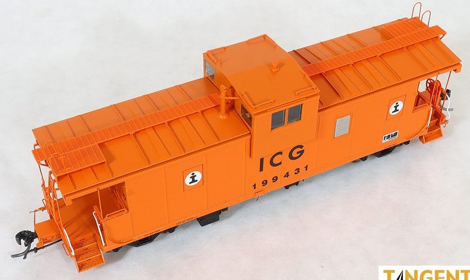 Tangent Scale Models HO 60213-01 IC Centralia Shops Steel Wide-Vision Caboose Illinois Central Gulf 'Simplified Orange Repaint 1987+' ICG #199431