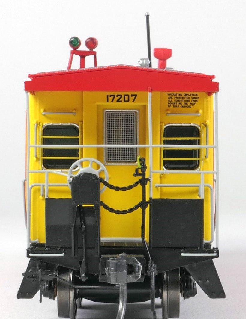 Tangent Scale Models HO 60411-01 ICC Rock Island Bay Window Caboose Rock Island 'Delivery 1971' w/ Red-Green Lights & Rockwell Trucks RI #17202