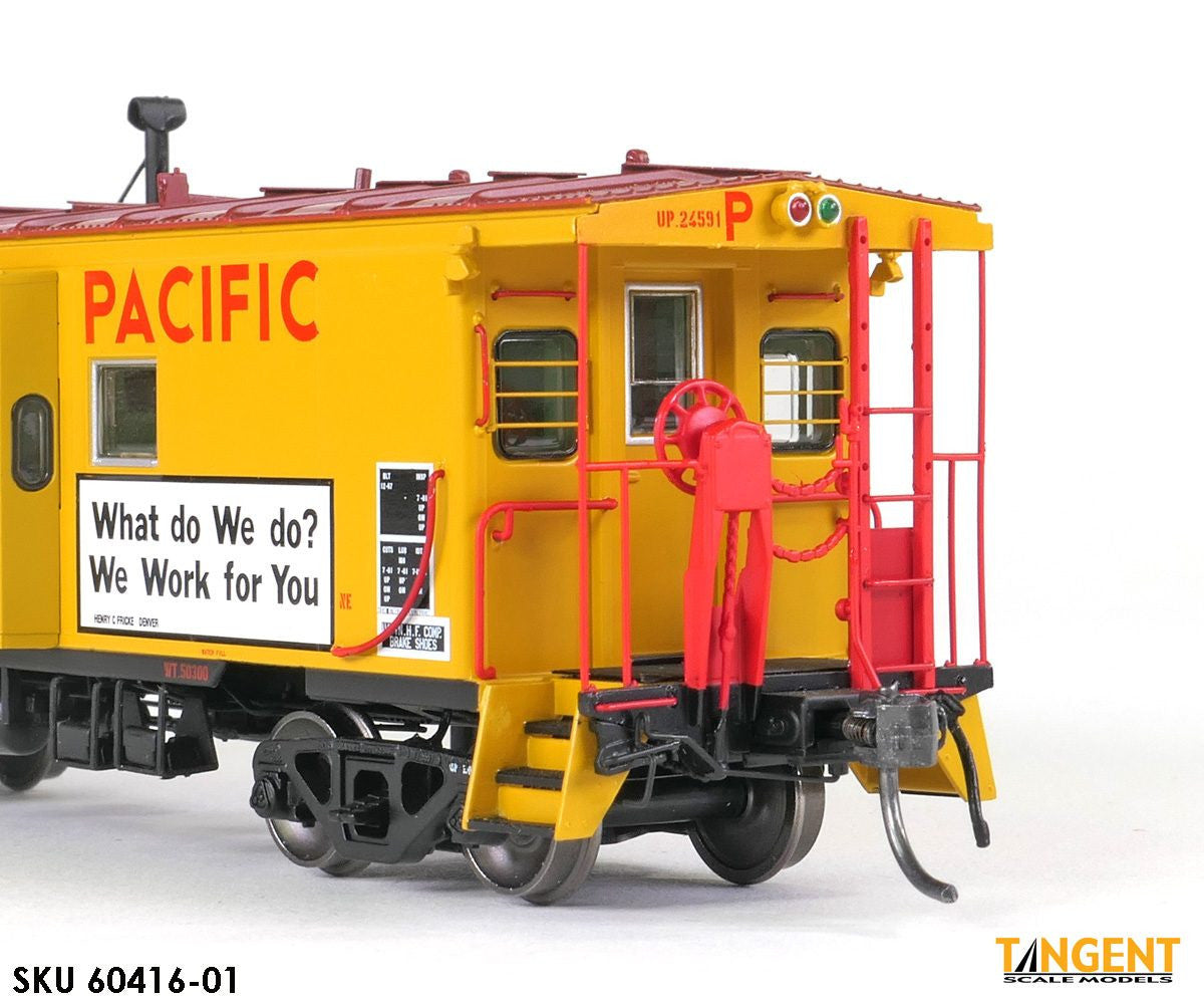 Tangent Scale Models HO 60416-02 ICC Bay Window Caboose Union Pacific 1981+ 'We Work for You' w/ Red-Green Lights UP #24599