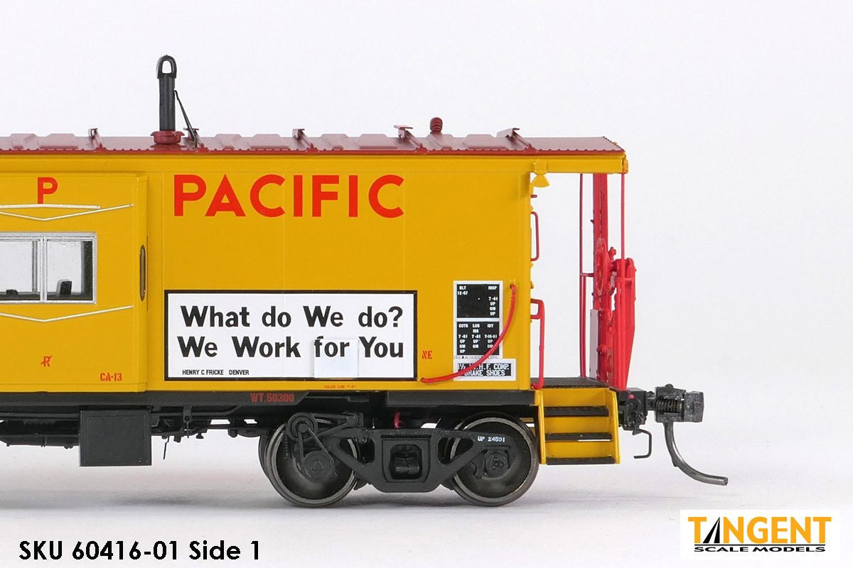 Tangent Scale Models HO 60416-02 ICC Bay Window Caboose Union Pacific 1981+ 'We Work for You' w/ Red-Green Lights UP #24599