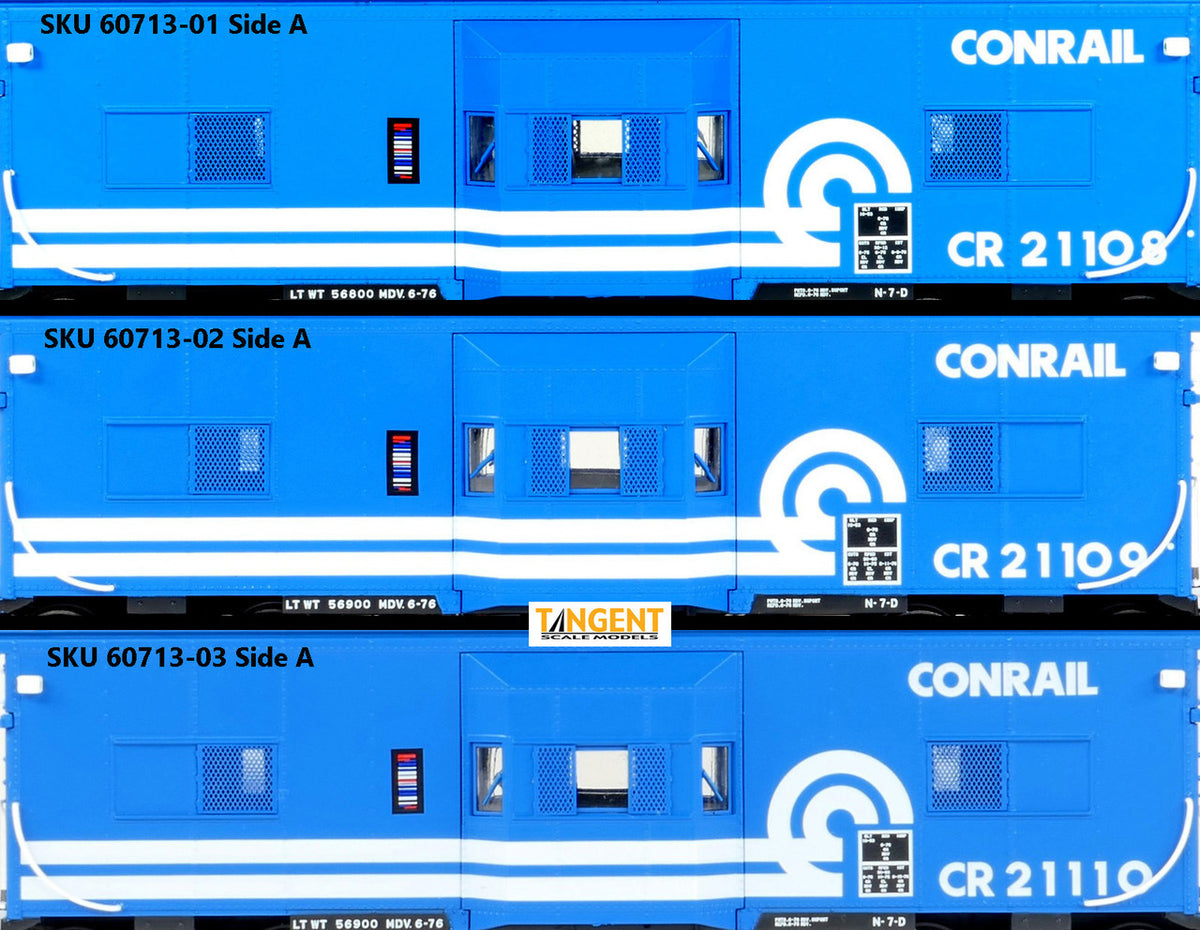 Tangent Scale Models HO 60713-02 Erie ICC Bay Window Caboose Conrail N7D 'Blue Repaint 6-1976' CR #21109