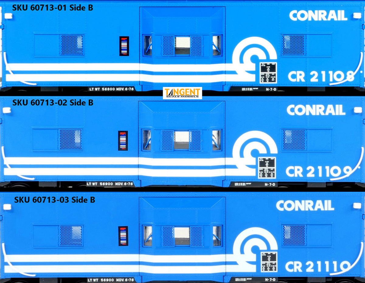 Tangent Scale Models HO 60713-01 Erie ICC Bay Window Caboose Conrail N7D 'Blue Repaint 6-1976' CR #21108