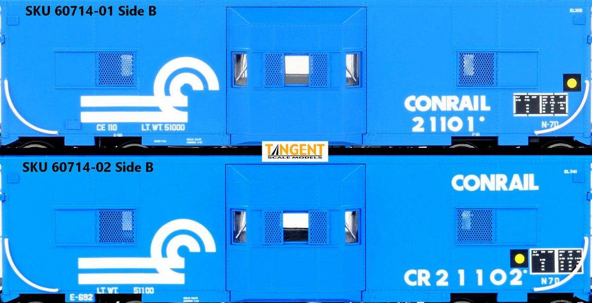 Tangent Scale Models HO 60714-01 Erie ICC Bay Window Caboose Conrail N7D 'Blue Repaint 1981+ Era' CR #21101