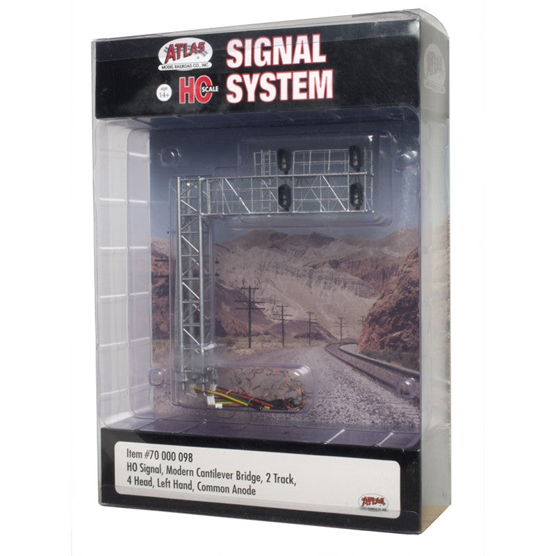 Atlas HO 70000098 Railroad Signal System - Modern Cantilever Bridge 2 Track - 4 Head Left