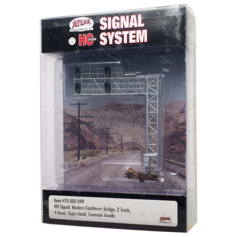 Atlas HO 70000099 Railroad Signal System - Modern Cantilever Bridge 2 Track - 4 Head Right