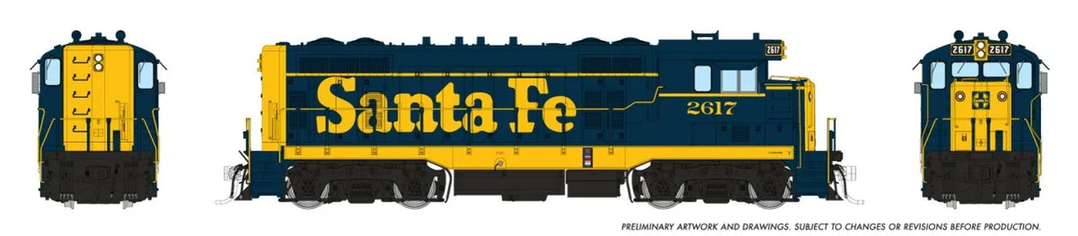Rapido Trains Inc HO 70116 DCC Ready Santa Fe CF7 Locomotive w/Round Cab AT&SF 'Yellow Pinstripe' #2630