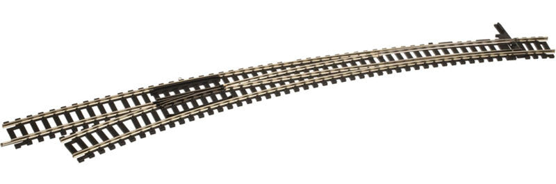 Atlas HO 287 Code 100 Nickel-Silver Rail Black Ties Custom-Line Mark IV Turnout Curved Left Hand - 1-Piece