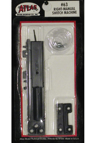 Atlas HO 63 Code 100 Black Ties Snap-Switch Turnout Manual Switch Machine Right Hand - 1-Piece