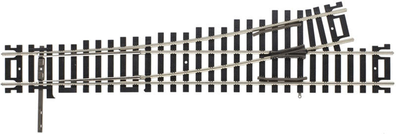 Atlas HO 391 Code 100 Nickel-Silver Rail Black Ties Custom-Line Mark V Turnout No. 4 - Left-Hand - 1-Piece