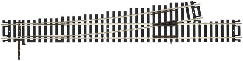 Atlas HO 393 Code 100 Nickel-Silver Rail Black Ties Custom-Line Mark V Turnout No. 6 - Left-Hand - 1-Piece