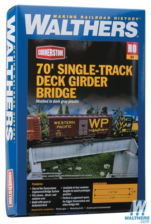 Walthers Cornerstone HO 933-4507 70ft Single-Track Deck Girder Bridge - Kit