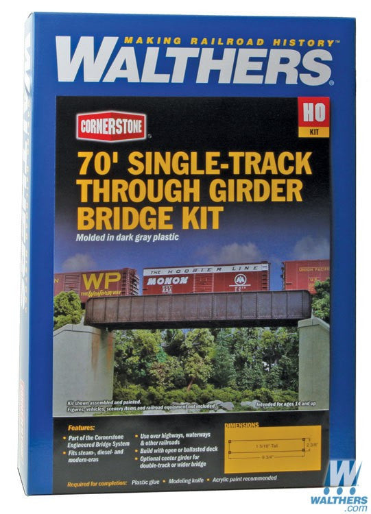 Walthers Cornerstone HO 933-4502 70ft Single-Track Through Girder Bridge - Kit