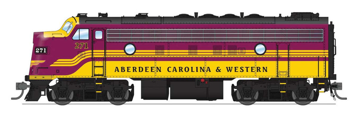 Broadway Limited Imports HO 9682 Stealth Series DCC-Ready EMD F9A Locomotive Aberdeen, Carolina & Western ACWR #271 'Magenta & Yellow'