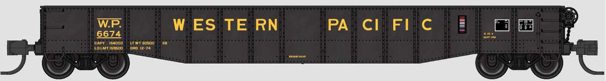 Bluford Shops N 52170 52'6" 15-Panel Mill Gondola Lightly Dented Western Pacific WP #6674