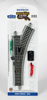 Bachmann HO 44562 Nickel Silver Rail/Gray Roadbed E-Z Track Remote Turnout Right - 1 Pack