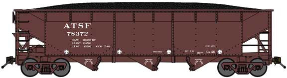 Bluford Shops N 74024 3-Bay Offset Side Hopper Santa Fe 'Ga-121 Class' ATSF #78407