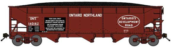 Bluford Shops N 74115 3-Bay Offset Side Hopper Ontario Northland 'C&O Coal Service Stencil' ONT #140165