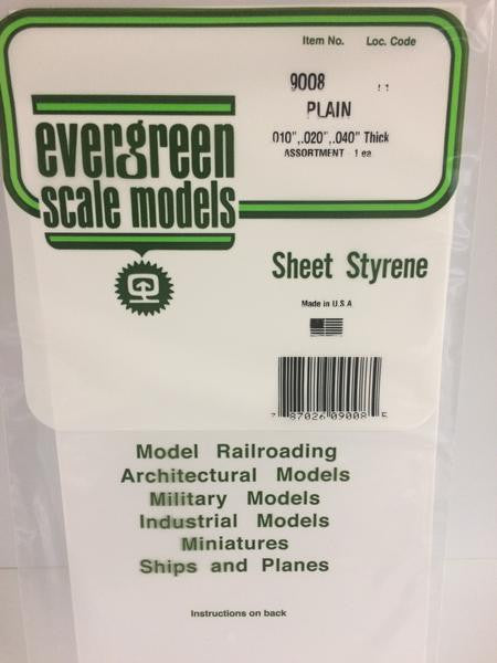 Evergreen Scale Models 9008 - Plain Opaque White Polystyrene Sheets Assortment Pack - 3 Pieces