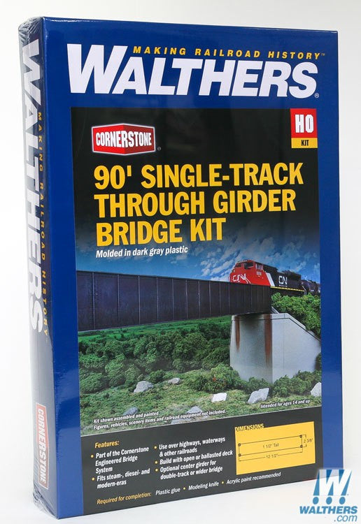 Walthers Cornerstone HO 933-4503 90ft Single-Track Through Girder Bridge - Kit