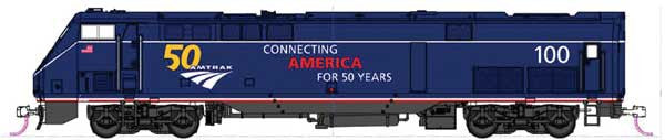 Kato N 176-6035 DCC Ready GE P42 Genesis Diesel Locomotive Amtrak "Midnight Blue" w/ 50th Anniversary Logo AMTK #100