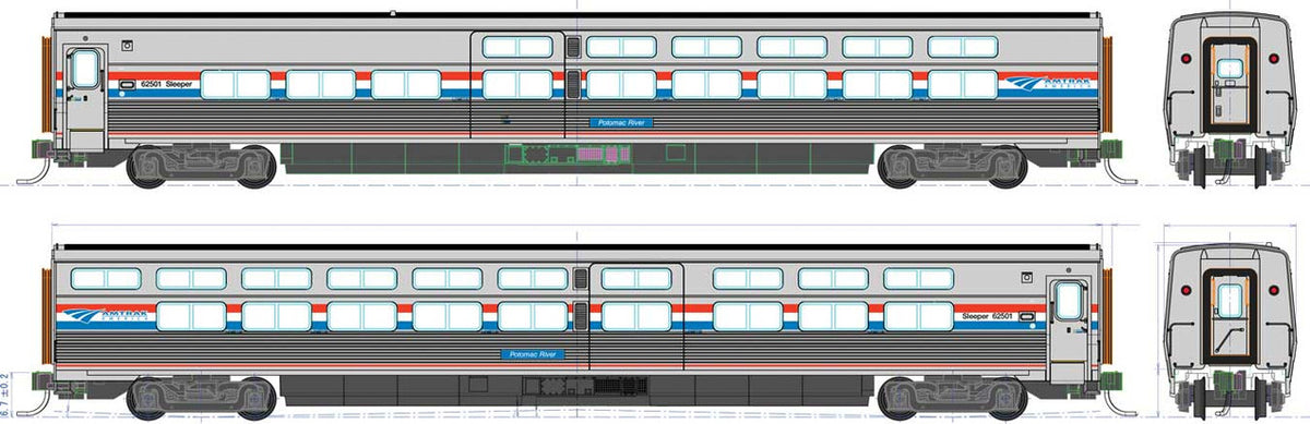 Kato HO 35-6221 Amtrak Viewliner II Sleeper 'Phase III' Scheme AMTK #62501 'Potomac River'
