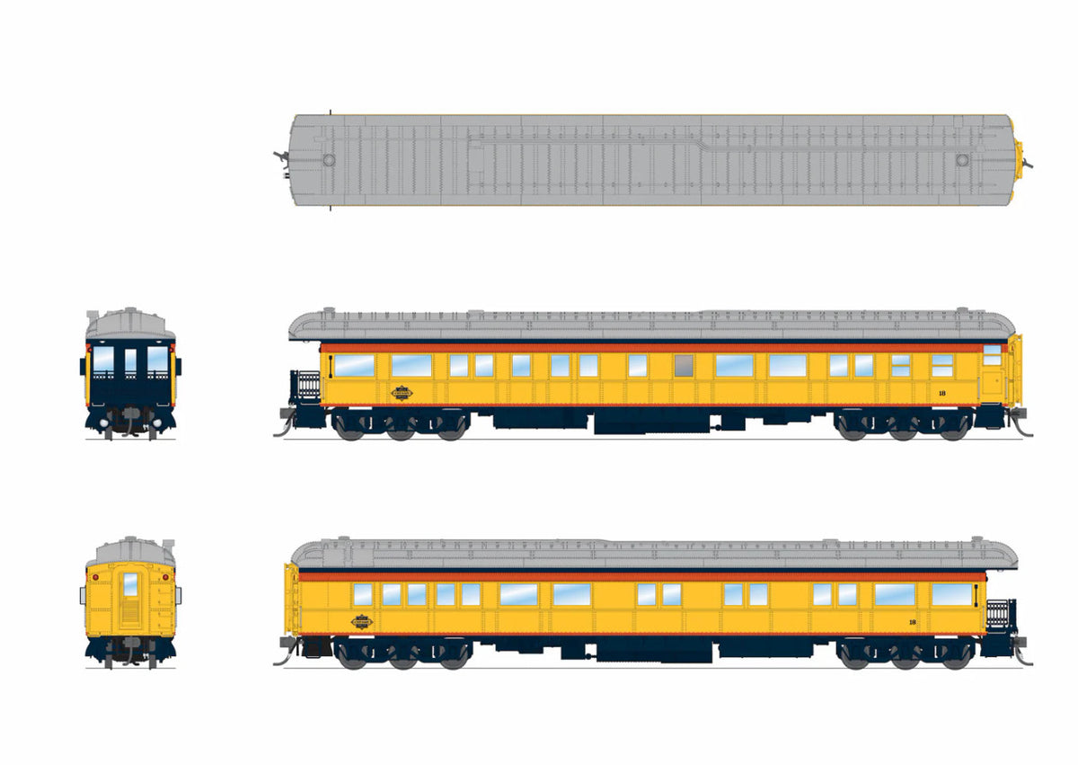 Broadway Limited Imports HO 9714 CSS Heavyweight 5-Car Passenger Set 'Chessie Steam Special' #2, 5, 6, 7, 18
