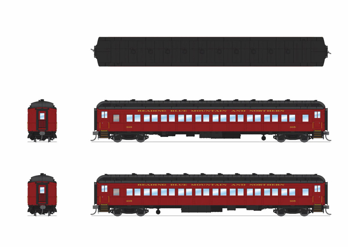Broadway Limited Imports HO 9716 Reading Blue Mountain & Northern RBMN Heavyweight 5-Car Passenger Set 'Maroon Scheme'