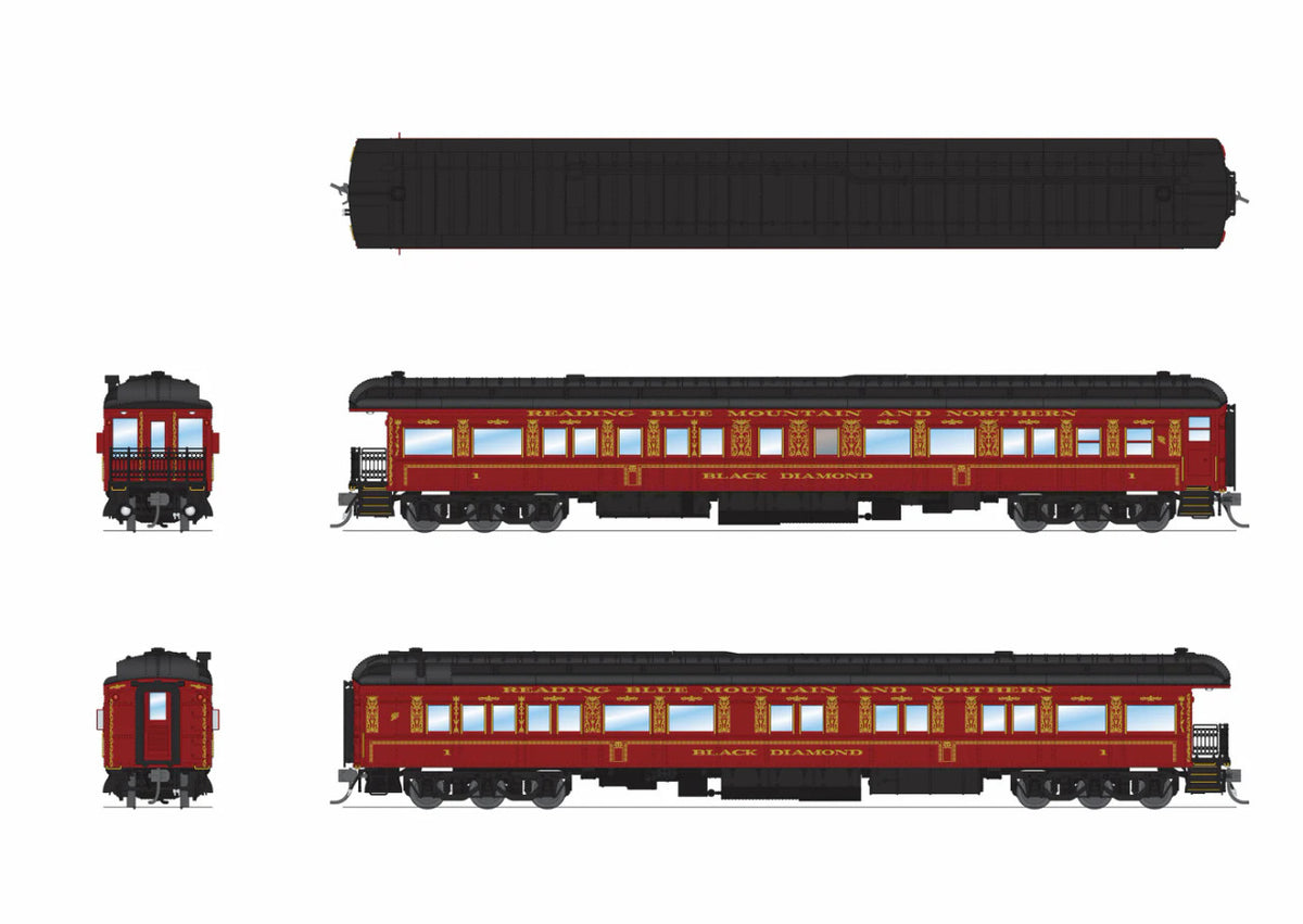 Broadway Limited Imports HO 9724 Reading Blue Mountain & Northern Business Car RBMN #1 'Maroon Scheme'