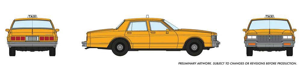 Rapido Trains Inc HO 800007 1980-1985 Chevrolet Impala Sedan - Taxi Yellow