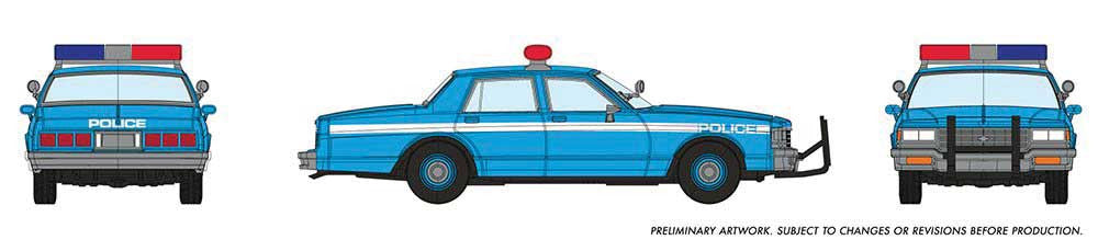 Rapido Trains Inc HO 800009 1980-1985 Chevrolet Impala Sedan - Police Blue White