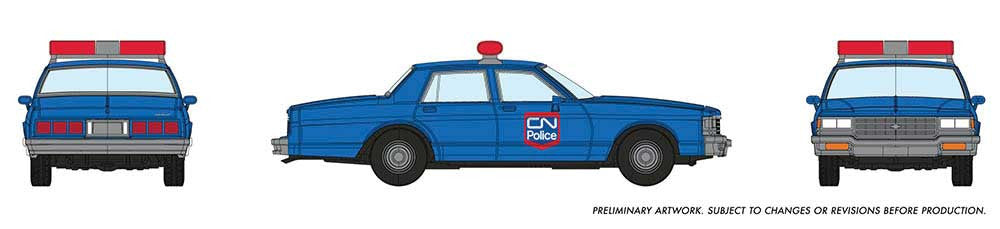 Rapido Trains Inc HO 800013 1980-1985 Chevrolet Impala Sedan - Canadian National Police Blue